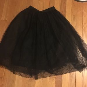 black tulle midi skirt with slip
